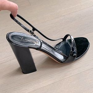 YSL black patent leather sandals Sz 39